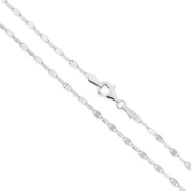 Catena Forzatina a Specchio Diamantata sezione 2.2 lunghezza cm 40 in ARGENTO 925 Galvanica Rodio