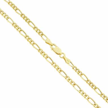 Catena Figaro Alternata 080 3+1 Vuoto sezione mm 3 lunghezza cm 50 in ARGENTO 925 Galvanica Oro
