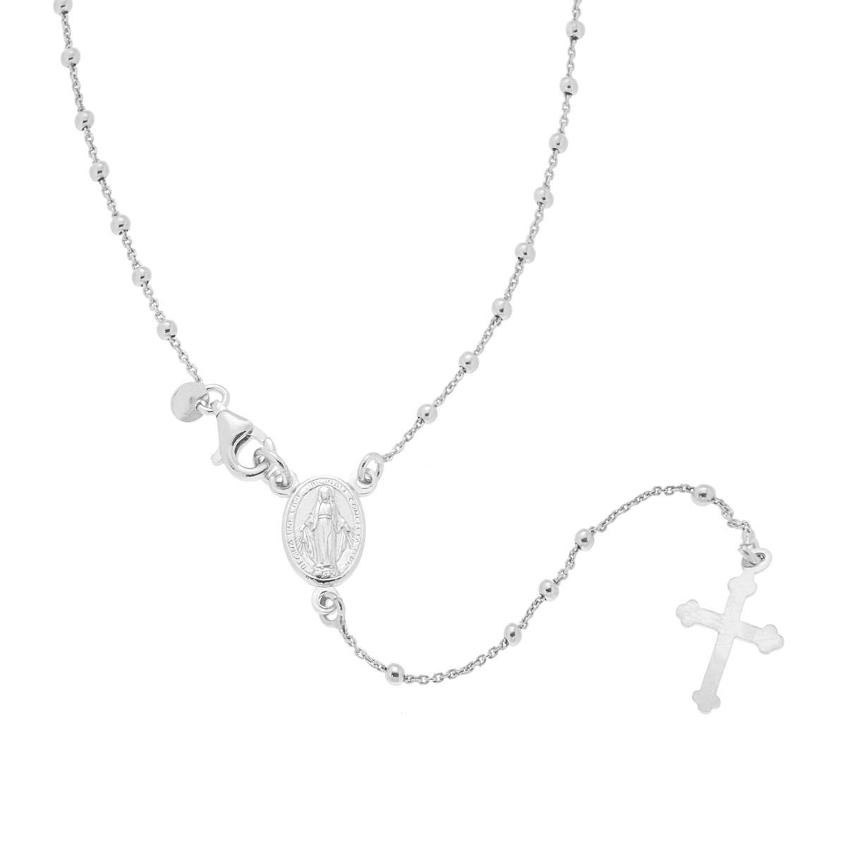 Collana Rosario cm 50 con Grani a pallina mm 2 in ARGENTO 925 Galvanica Rodio