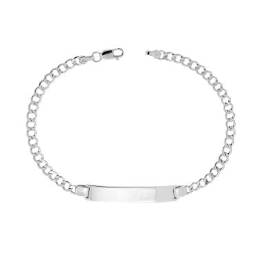 Bracciale Targa Uomo con Catena Grumetta Vuota cm 20 in ARGENTO 925 Galvanica Rodio