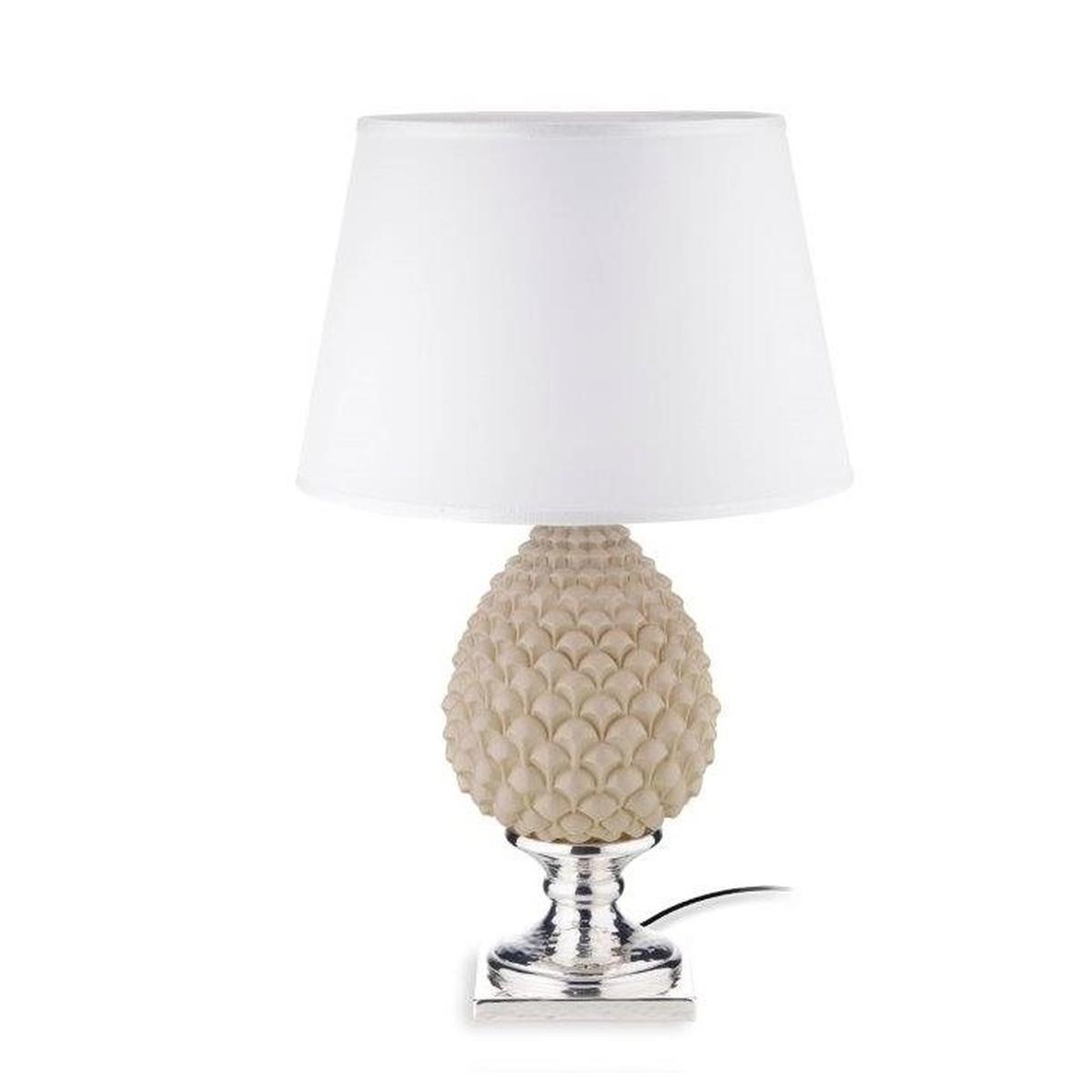 Lampada da comodino h.53 cm pigna tortora base argento Valenti