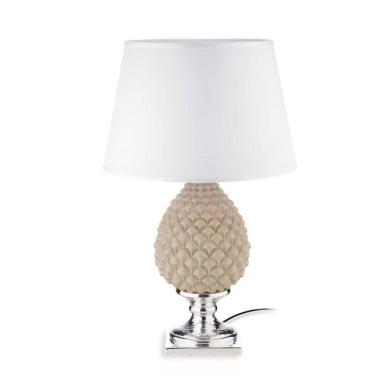 Lampada da comodino h.53 cm pigna tortora base argento Valenti