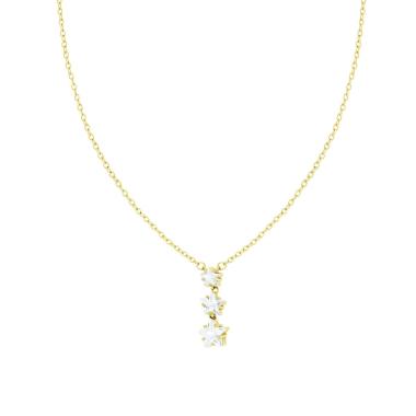 Collana Catena Forzatina Diamantata con Stelle Trilogy Crystal Bianchi in ACCIAIO e OTTONE colore Oro