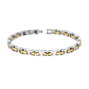 Bracciale Uomo Maglia Imperniata con dettagli Colore Oro in Ceramica in ACCIAIO