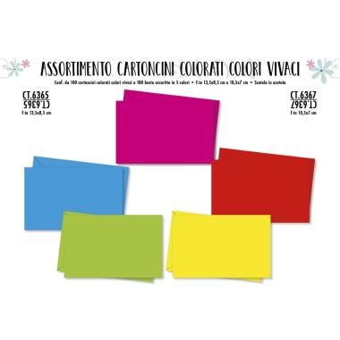 100 Cartoncini e buste colorati assortiti formato 7 x 10,5
