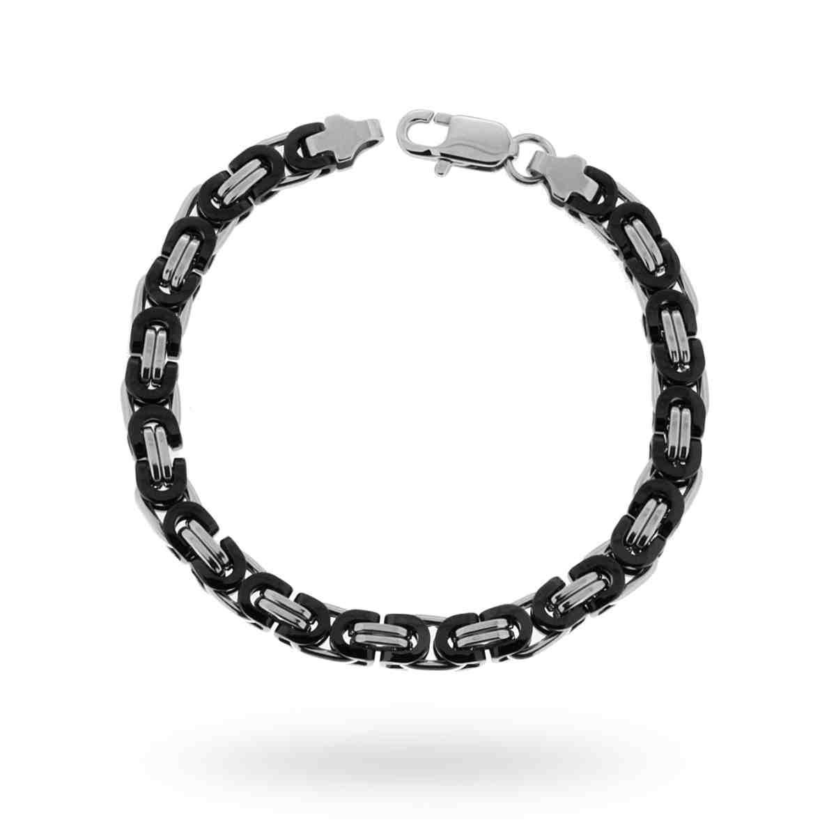 Bracciale Catena Bizantina colore Nero in ACCIAIO