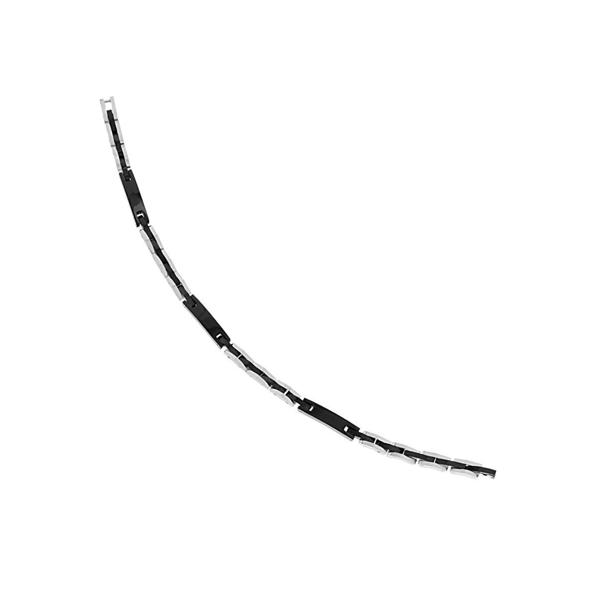 Bracciale Uomo Maglia Imperniata con Catena e Targhe Ceramica colore Nero in ACCIAIO