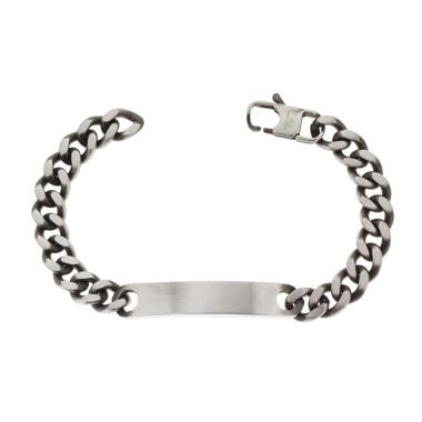 Bracciale Catena Grumetta mm 9 con Targa in ACCIAIO colore Brunito