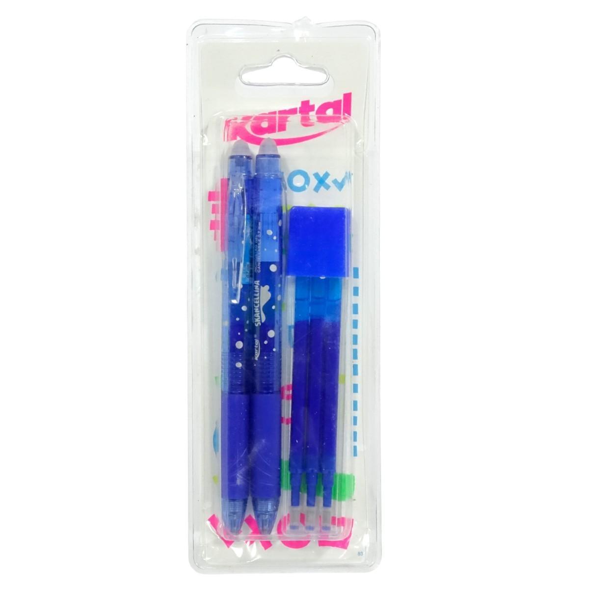 Kit 2 penne cancellabili + 3 refil colore blu Kartal