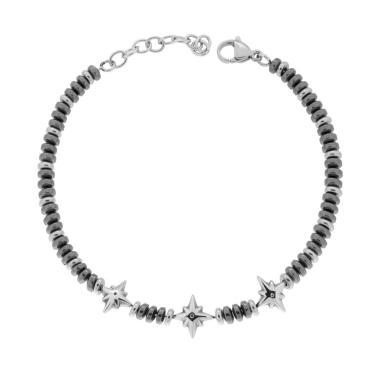 Bracciale Uomo Catena di Anelletti Antracite e Rose dei Venti in ACCIAIO