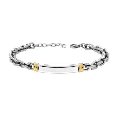Bracciale Uomo Catena a U con Targae Accessori colore Oro in ACCIAIO