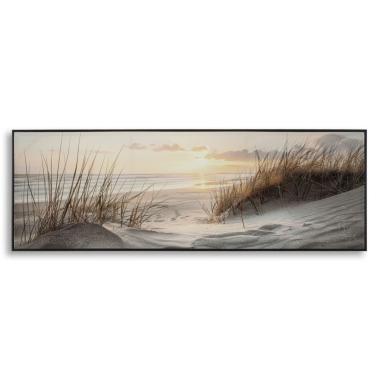 Stampa dipinta su tela laccata beach c/cornice -a- cm 152x4x52