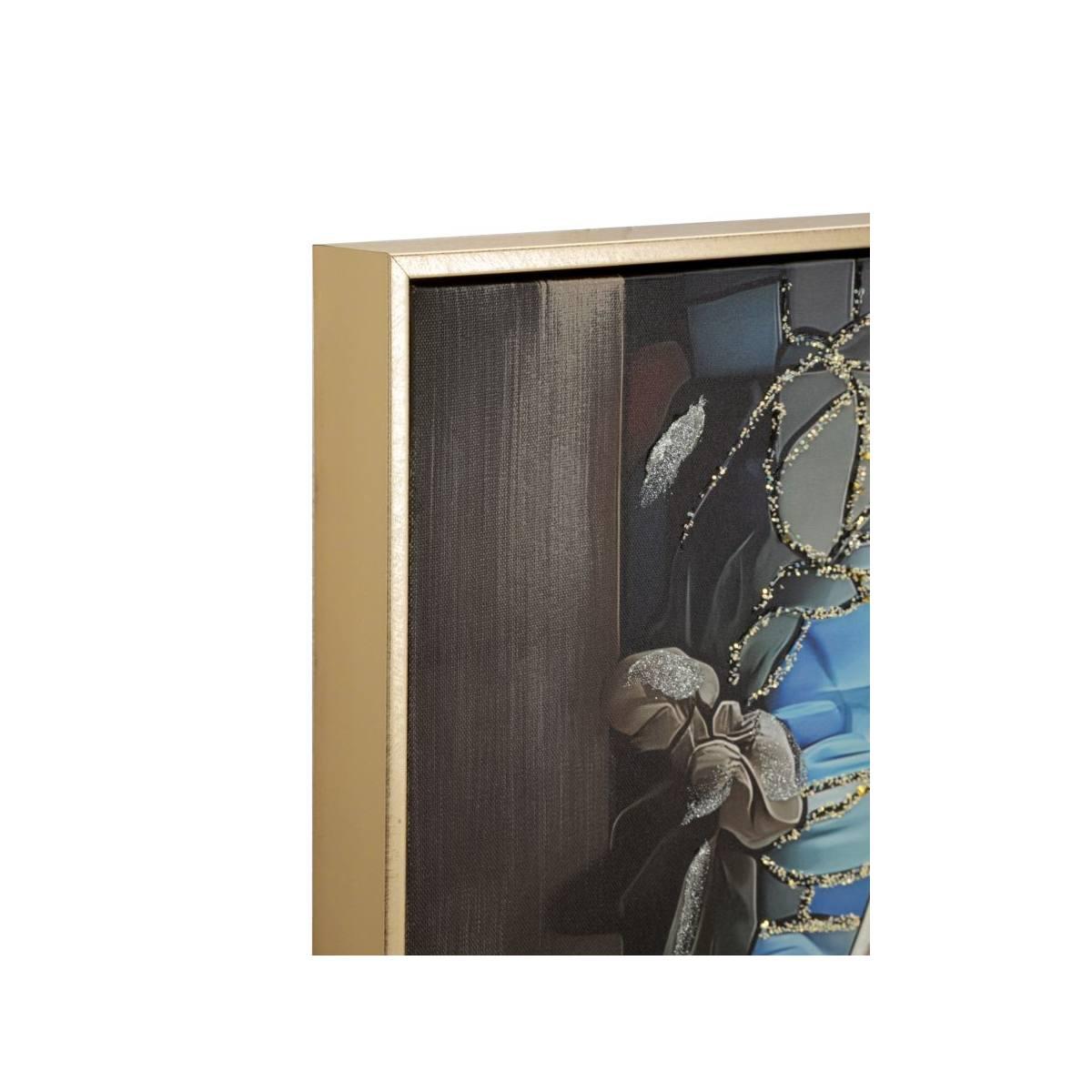 Stampa dipinta su tela laccata nativita' c/cornice cm 102x4x72