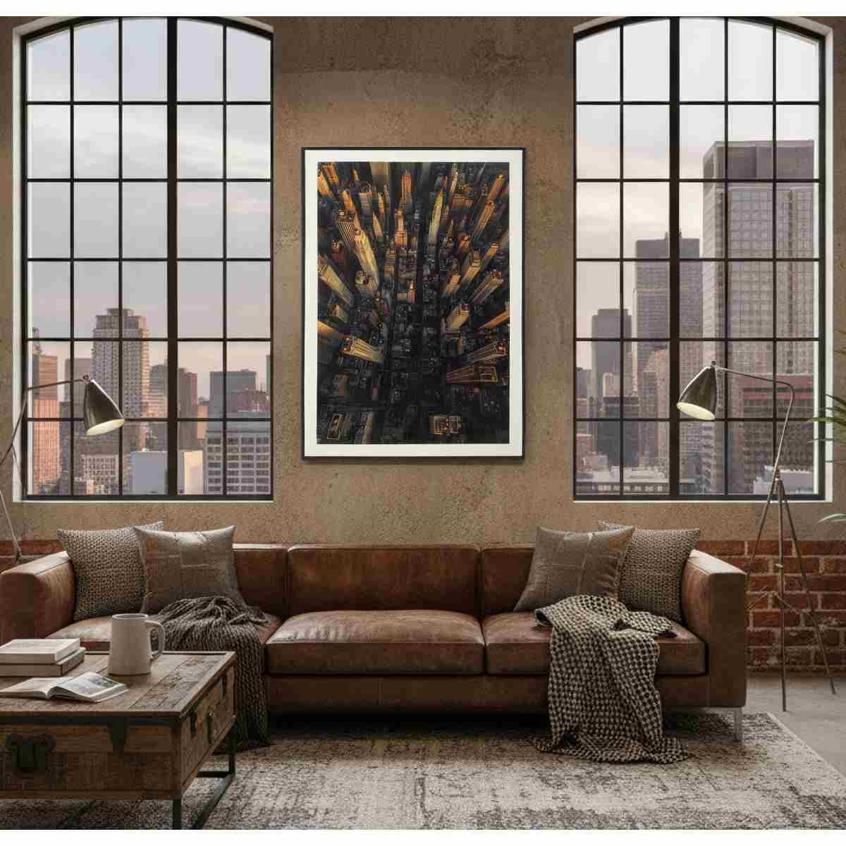 Stampa su tela laccata new york c/cornice -a- cm 72x4x102
