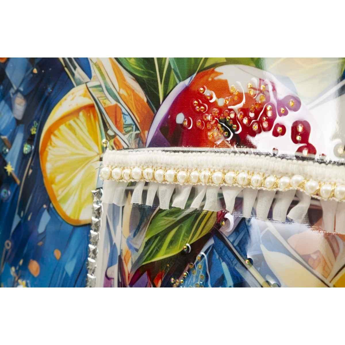 Stampa decorata su tela laccata c/cornice cocktail -b- cm 62x3,5x92