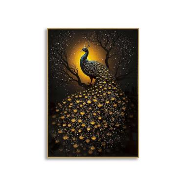 Stampa decorata su tela laccata c/cornice peacock cm 70x4<br>x100