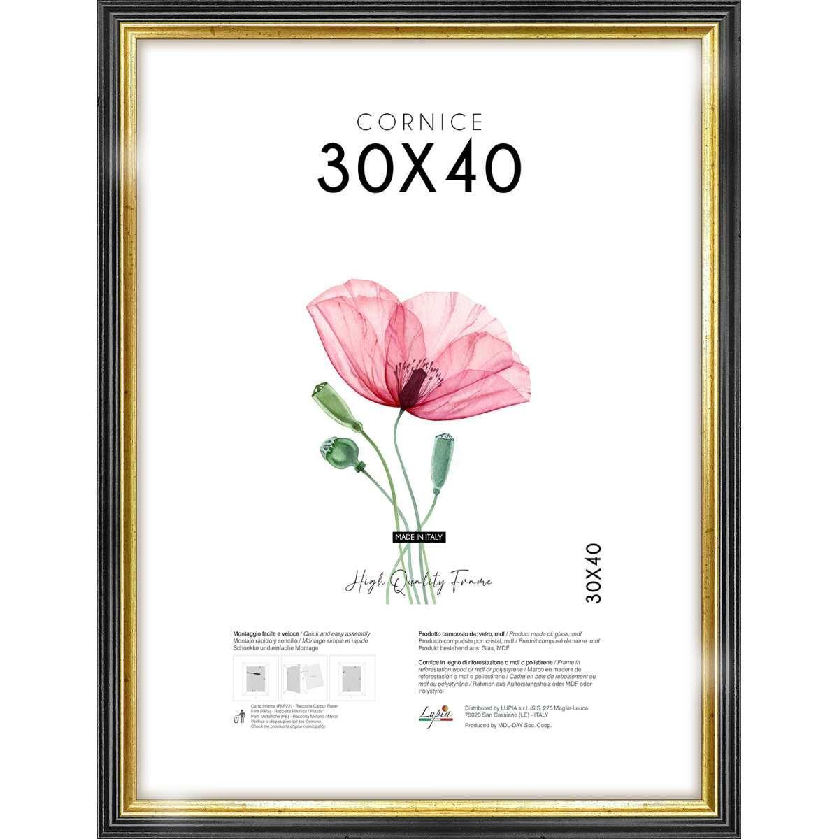 Cornice portafoto black gold 30x40 cm Lupia