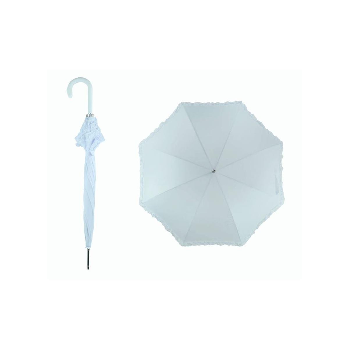 Ombrello in poliestere manuale sposa bianco e fusto cromato Blue Drop
