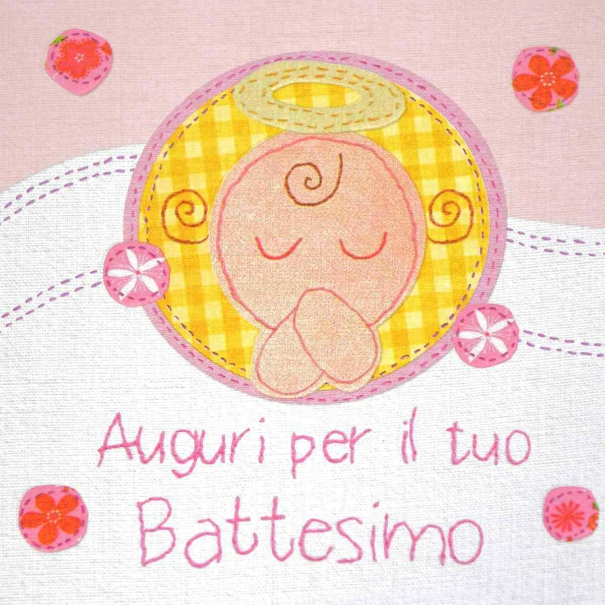 Biglietto auguri battesimo bimba 16x16 cm