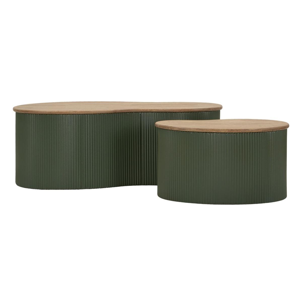 Tavolini da caffe' frankfurt coppia verdi cm 87x53x32-50x35x28