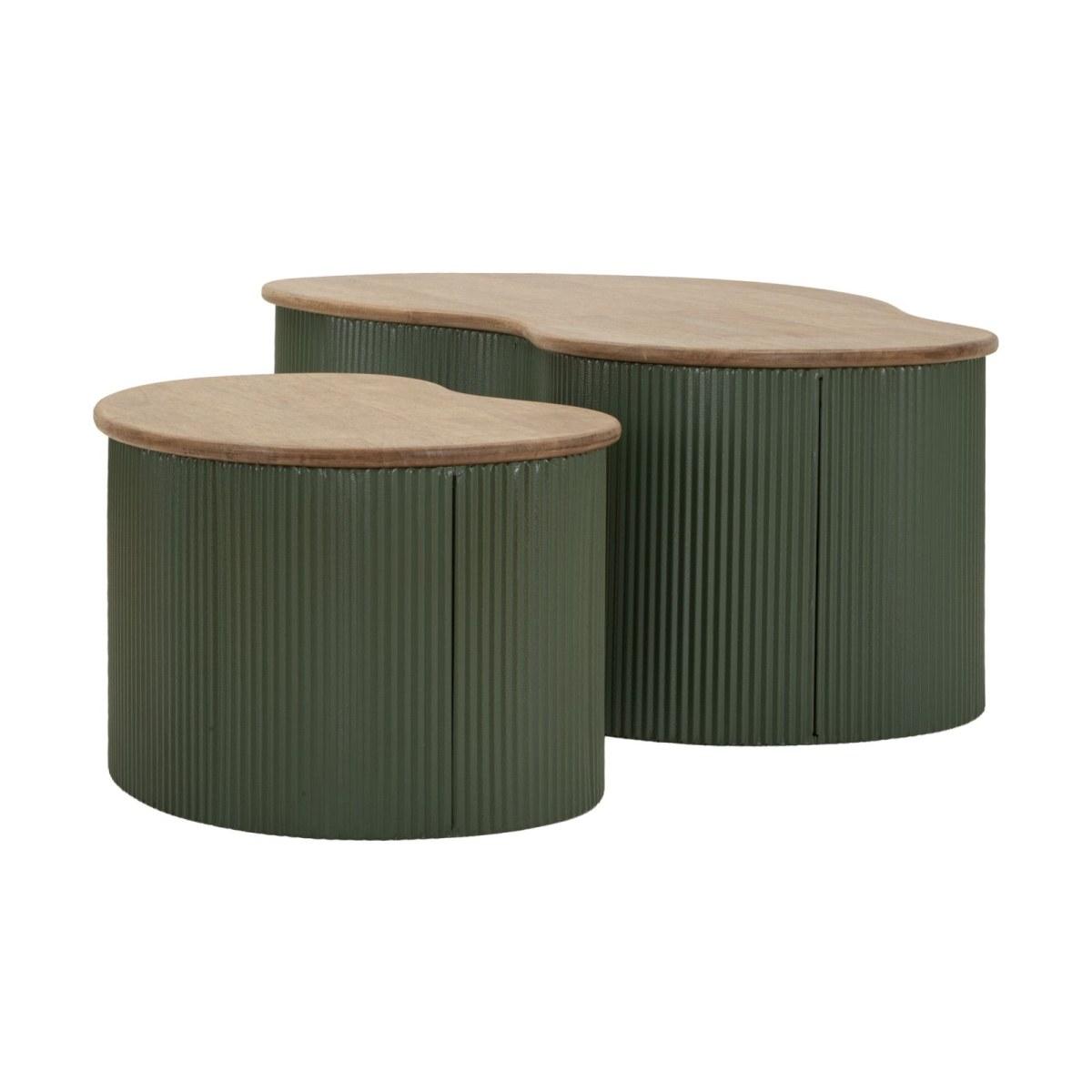 Tavolini da caffe' frankfurt coppia verdi cm 87x53x32-50x35x28