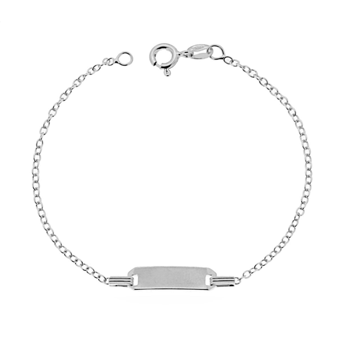 Bracciale Targa Bimba Bimbo con Catena Forzatina cm 16 in ARGENTO 925 Galvanica Rodio