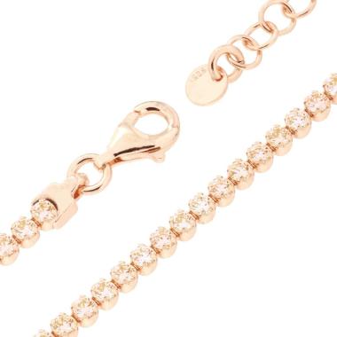 Bracciale Tennis Griffe cm 16+3 con Cubic Zirconia mm 2 Champagne in ARGENTO 925 Galvanica Rosa<BR>