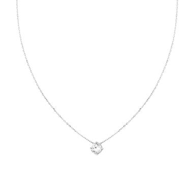 Collana Catena Forzatina Diamantata con Punto Luce Cubic Zirconia Bianco mm 6 in ARGENTO 925 Galvanica Rodio