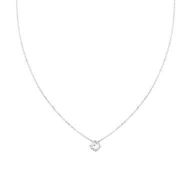 Collana Catena Forzatina Diamantata con Punto Luce Cubic Zirconia Bianco mm 5 in ARGENTO 925 Galvanica Rodio