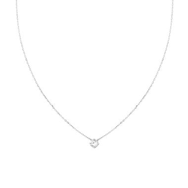 Collana Catena Forzatina Diamantata con Punto Luce Cubic Zirconia Bianco mm 4 in ARGENTO 925 Galvanica Rodio