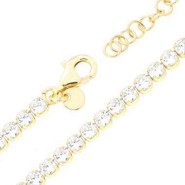 Bracciale Tennis Griffe cm 16+3 con Cubic Zirconia mm 3 Bianchi in ARGENTO 925 Galvanica Oro<BR>