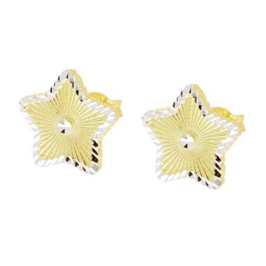 Orecchini Stella Diamantata in ARGENTO 925 Galvanica Oro