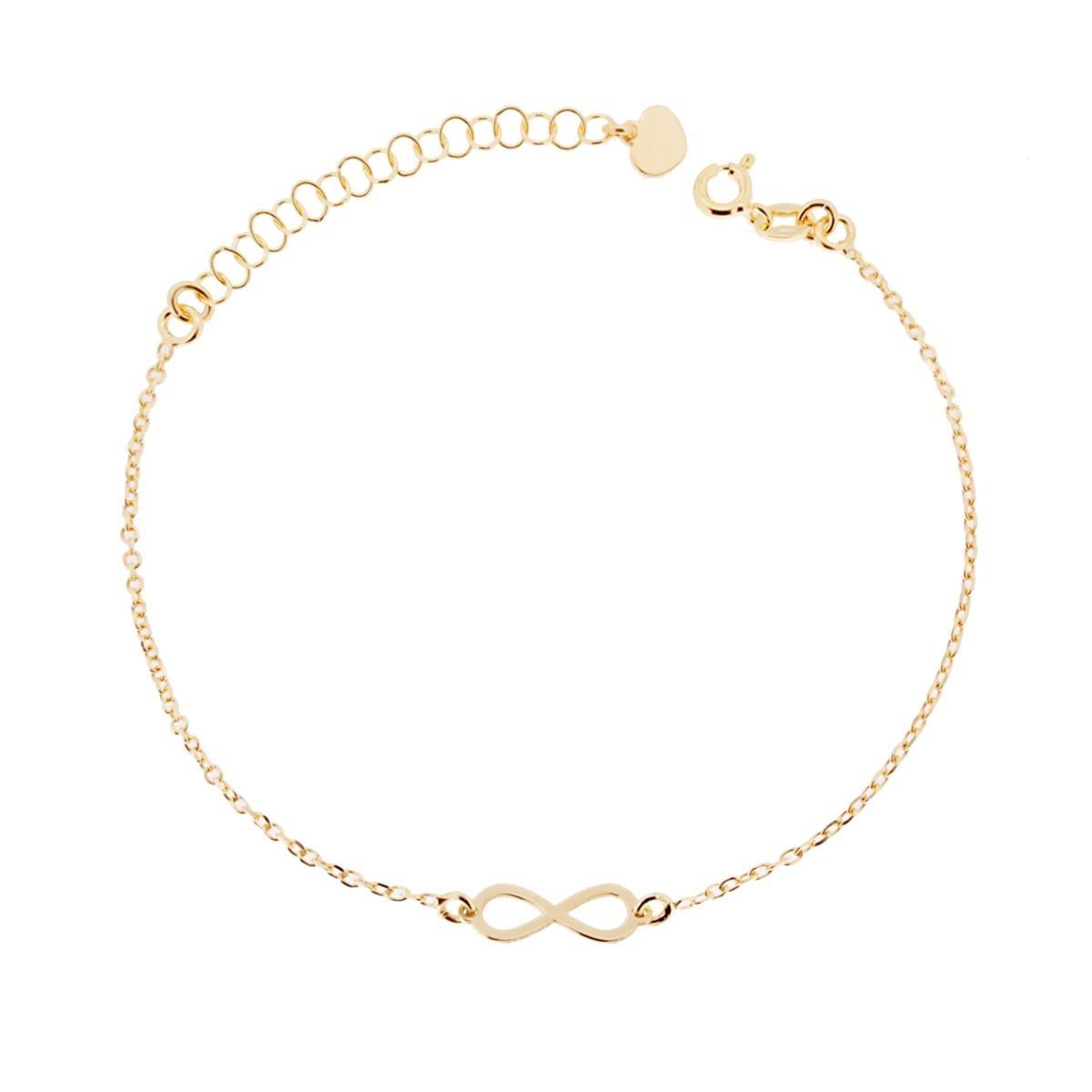 Bracciale Catena Forzatina Diamantata con Infinito in ARGENTO 925 Galvanica Oro