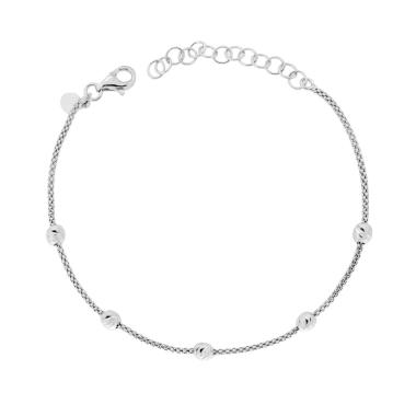Bracciale Catena Coreana con Palline Slash mm 4 in ARGENTO 925 Galvanica Rodio
