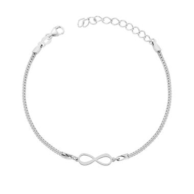 Bracciale Catena Calza con Infinito in ARGENTO 925 Galvanica Rodio