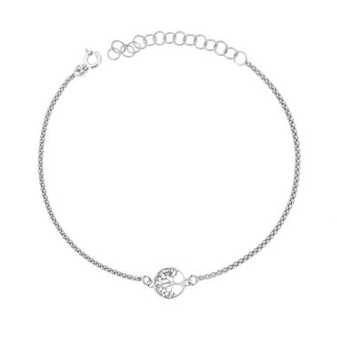Bracciale Catena Coreana con Albero della Vita in ARGENTO 925 Galvanica Rodio