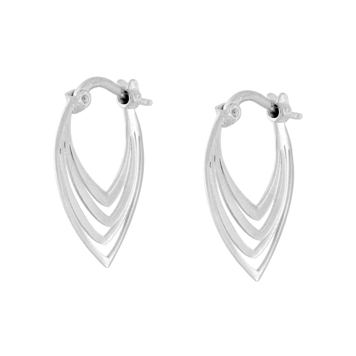 Orecchini Cerchio Foglia in ARGENTO 925 Galvanica Rodio