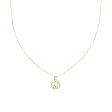 Collana Catena Forzatina Diamantata con Punto Luce contornato da Crystal Bianchi in ACCIAIO colore Oro