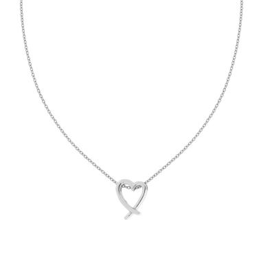 Collana Catena Forzatina Diamantata con Cuore in ACCIAIO
