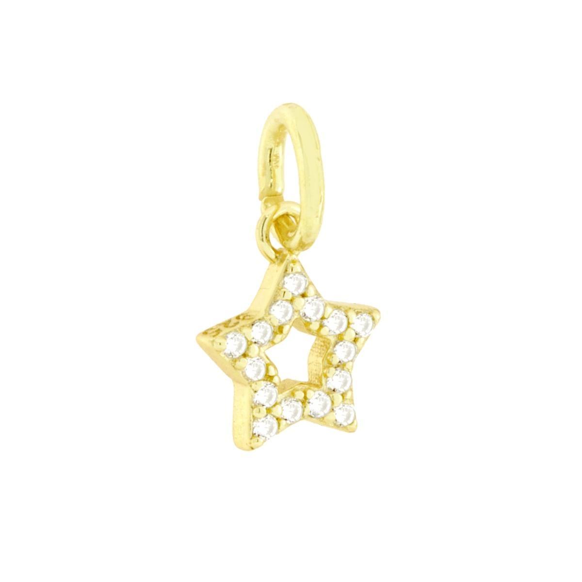 Ciondolo Mini Stella con Cubic Zirconia Bianchi in ARGENTO 925 Galvanica Oro<BR>