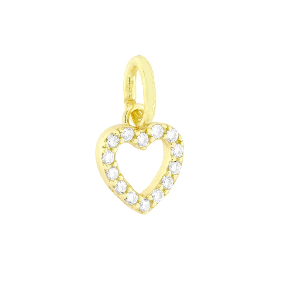 Ciondolo Mini Cuore con Cubic Zirconia Bianchi in ARGENTO 925 Galvanica Oro<BR>