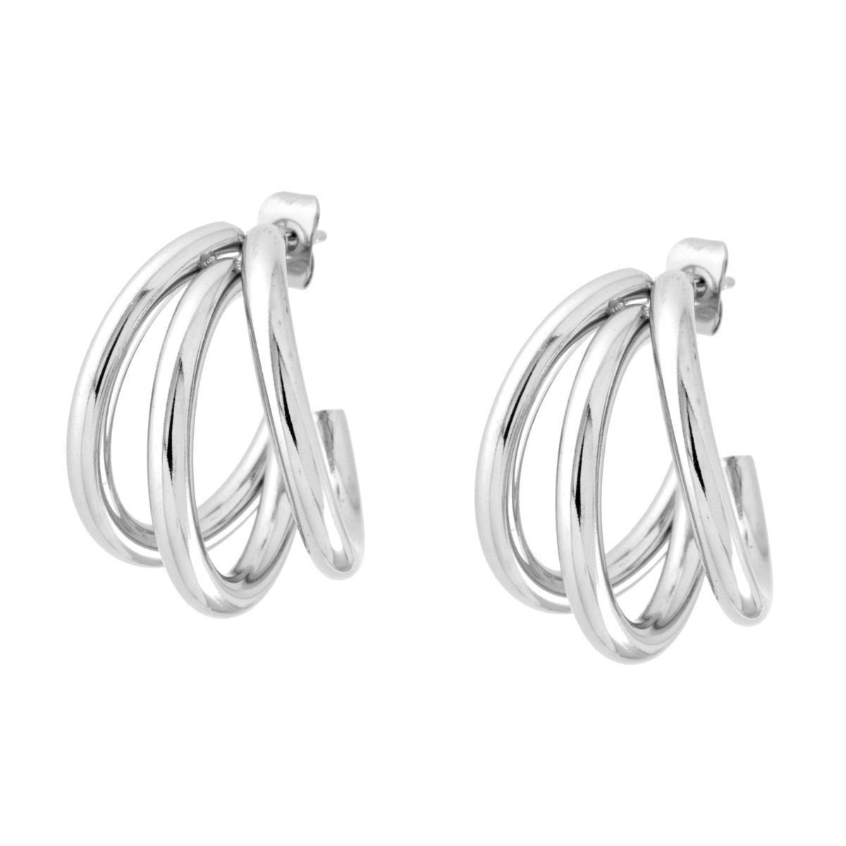 Orecchini Cerchio Multicanna in ACCIAIO<BR>
