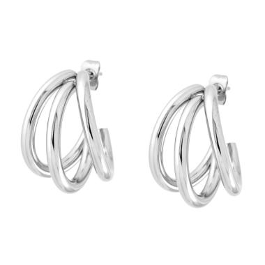 Orecchini Cerchio Multicanna in ACCIAIO<BR>