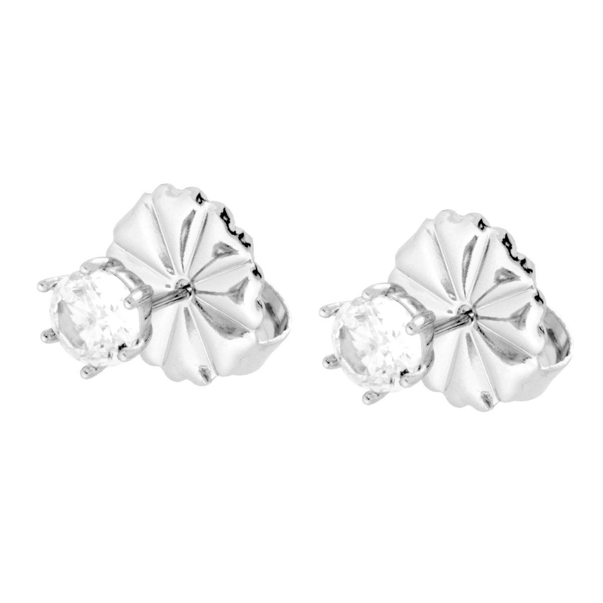 Orecchini Punto Luce Crystal Bianco mm 5 in ACCIAIO<BR>