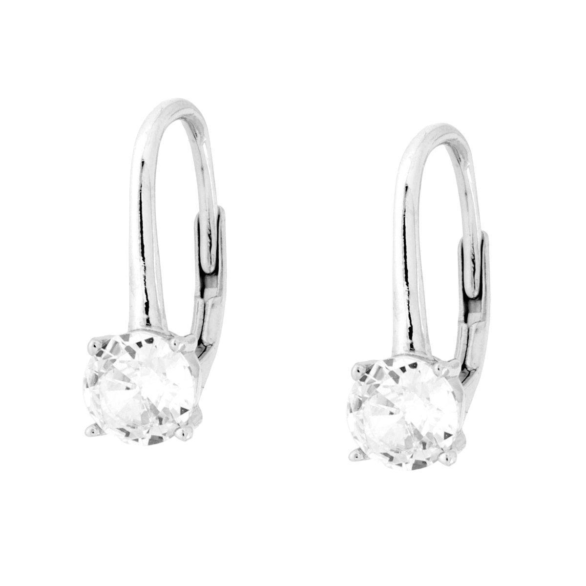Orecchini Monachella Punto Luce Cubic Zirconia Bianco mm 5 in ARGENTO 925 Galvanica Rodio<BR>