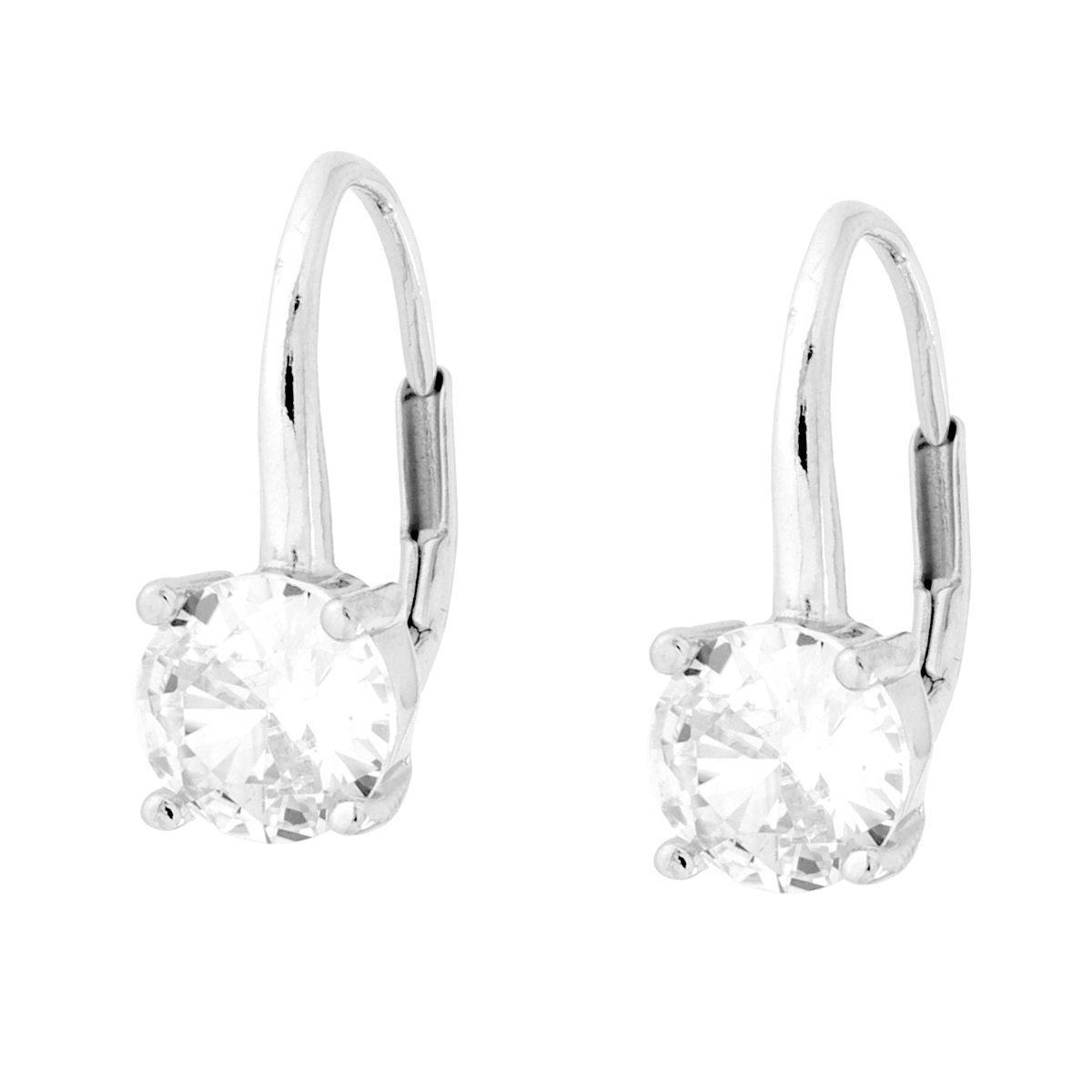 Orecchini Monachella Punto Luce Cubic Zirconia Bianco mm 7 in ARGENTO 925 Galvanica Rodio<BR>