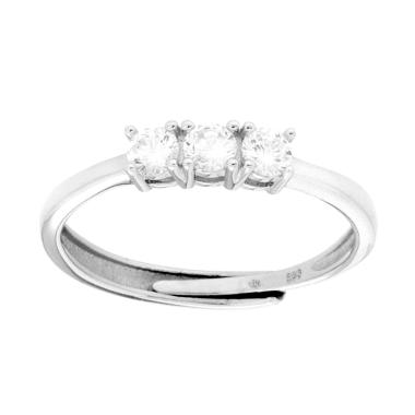 Anello Trilogy con Cubic Zirconia Bianchi mm 3 in ARGENTO 925 Galvanica Rodio