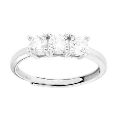 Anello Trilogy con Cubic Zirconia Bianchi mm 4 in ARGENTO 925 Galvanica Rodio