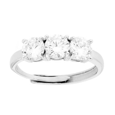 Anello Trilogy con Cubic Zirconia Bianchi mm 5 in ARGENTO 925 Galvanica Rodio