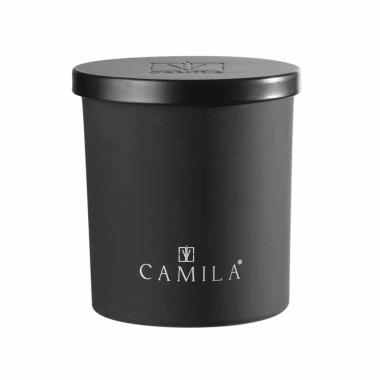 Candela profumata Capri Lux 140 gr. nero opaco liquirizia  7,5 x h.8 cm Camila